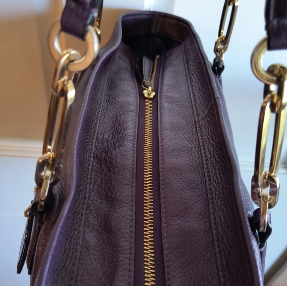 Coach East West Madison Large EggplantTote Bag Leather H1376-26769 W Coach CHARM - Picture 5 of 10